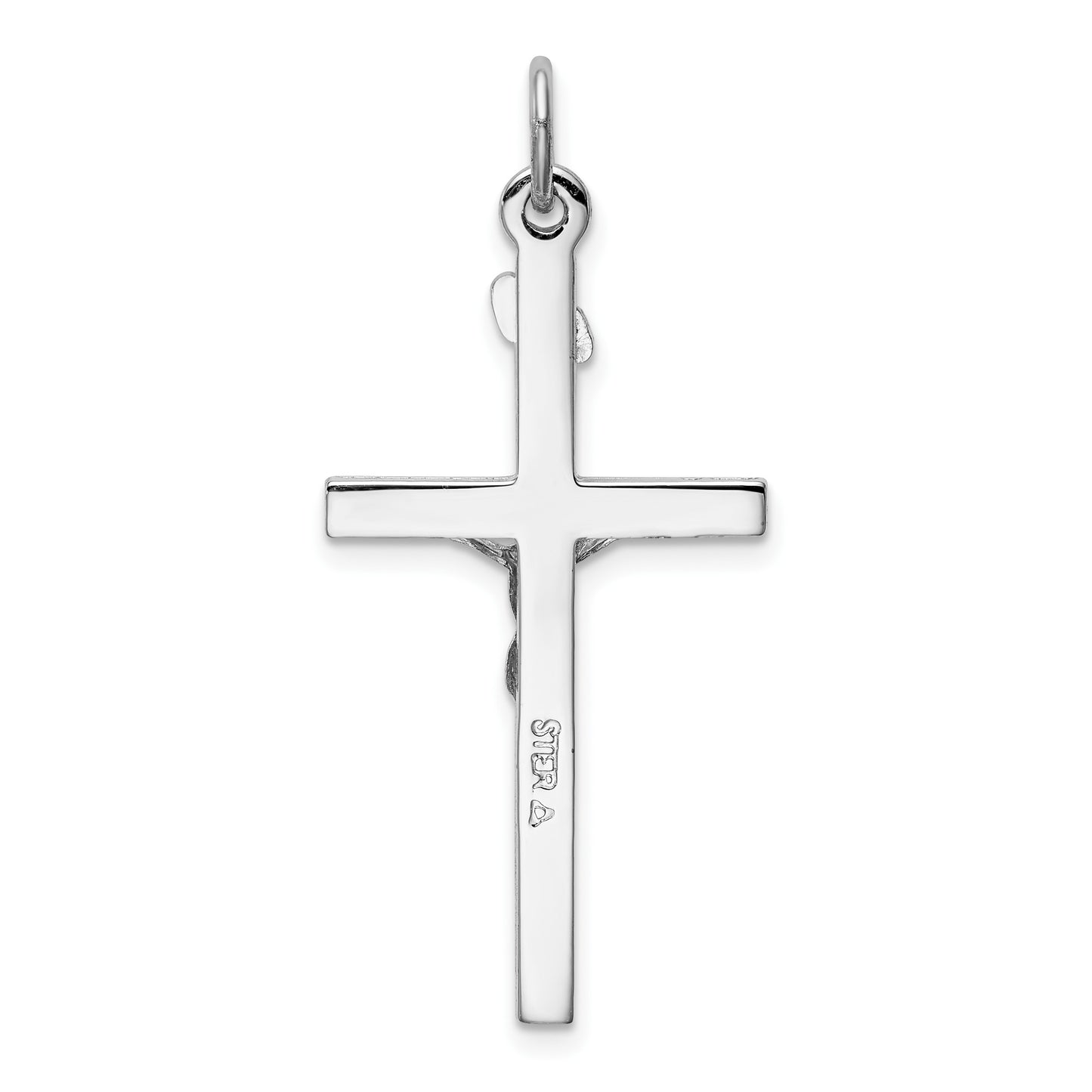 Sterling Silver Platinum-plated INRI Crucifix Pendant