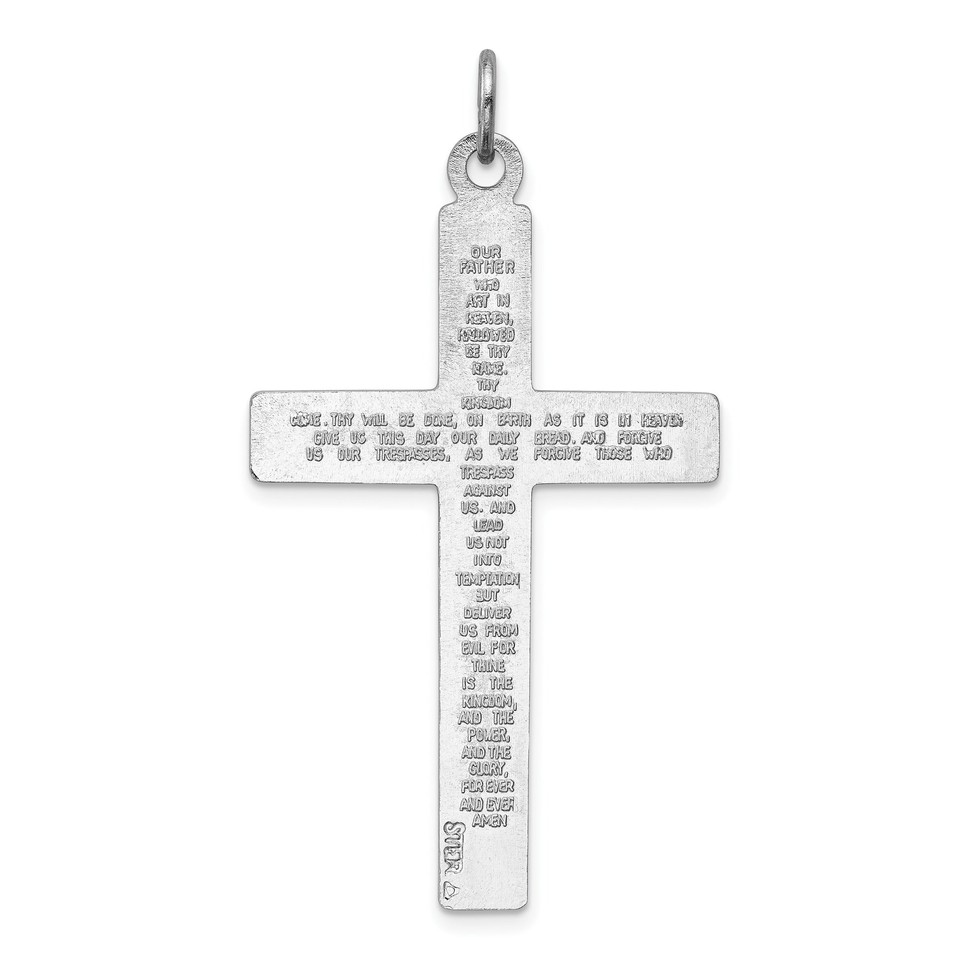 Sterling Silver Platinum-plated Crucifix Pendant