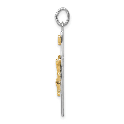 Sterling Silver Platinum-plated & 18k Gold-plated INRI Crucifix Charm