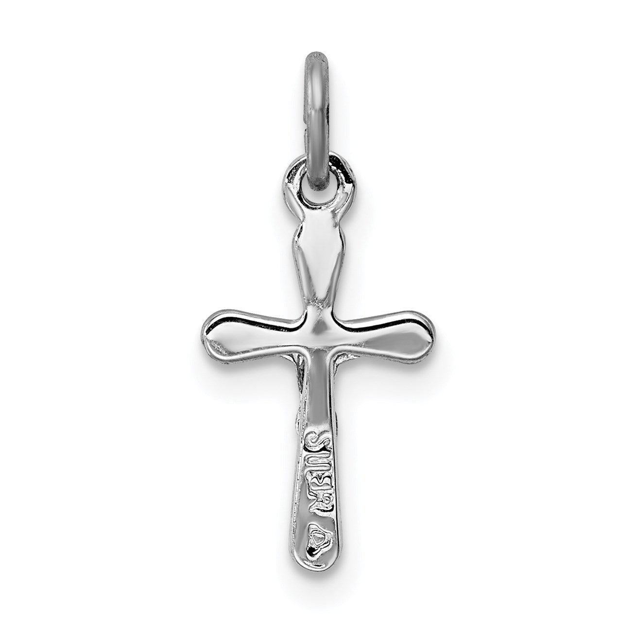 Sterling Silver Platinum-plated Crucifix Charm