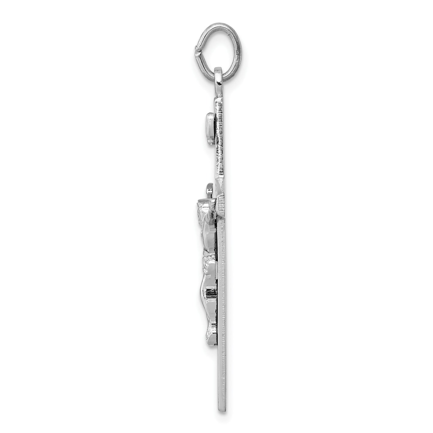 Sterling Silver Platinum-plated Enameled Crucifix Pendant