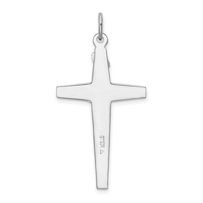 Sterling Silver Platinum-plated Enameled Crucifix Pendant