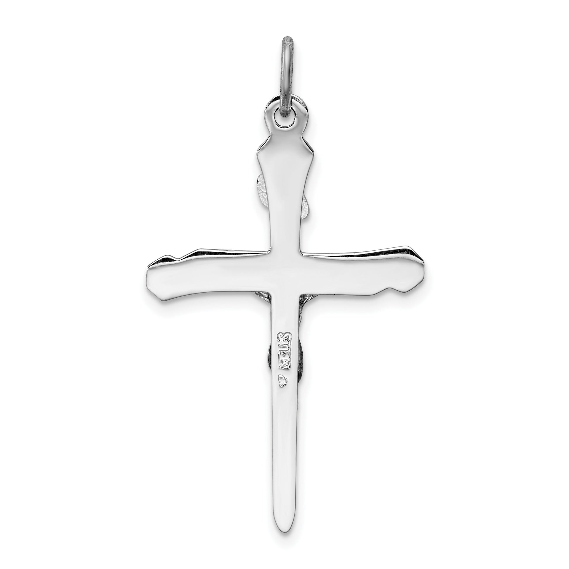 Sterling Silver Platinum-plated Crucifix Pendant