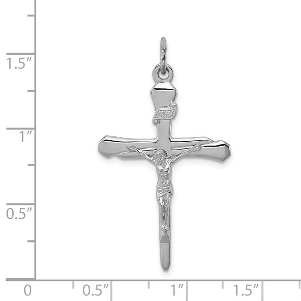 Sterling Silver Platinum-plated Crucifix Pendant