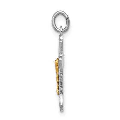 Sterling Silver Platinum-plated & Vermeil Crucifix Charm
