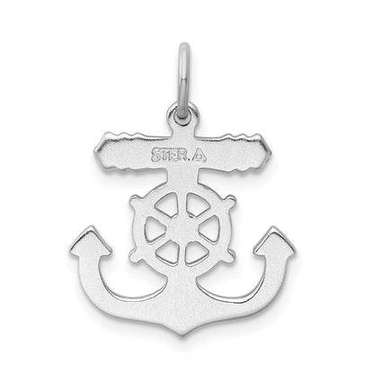Sterling Silver Platinum-plated Polished Mariner Cross Pendant