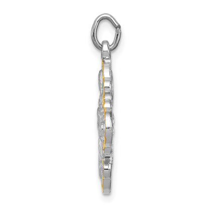 Sterling Silver Platinum-plated & Vermeil 4-way Medal