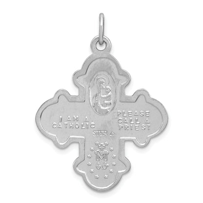 Sterling Silver Platinum-plated 4-way Medal