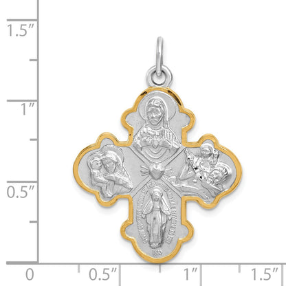 Sterling Silver Platinum-plated 4-way Medal