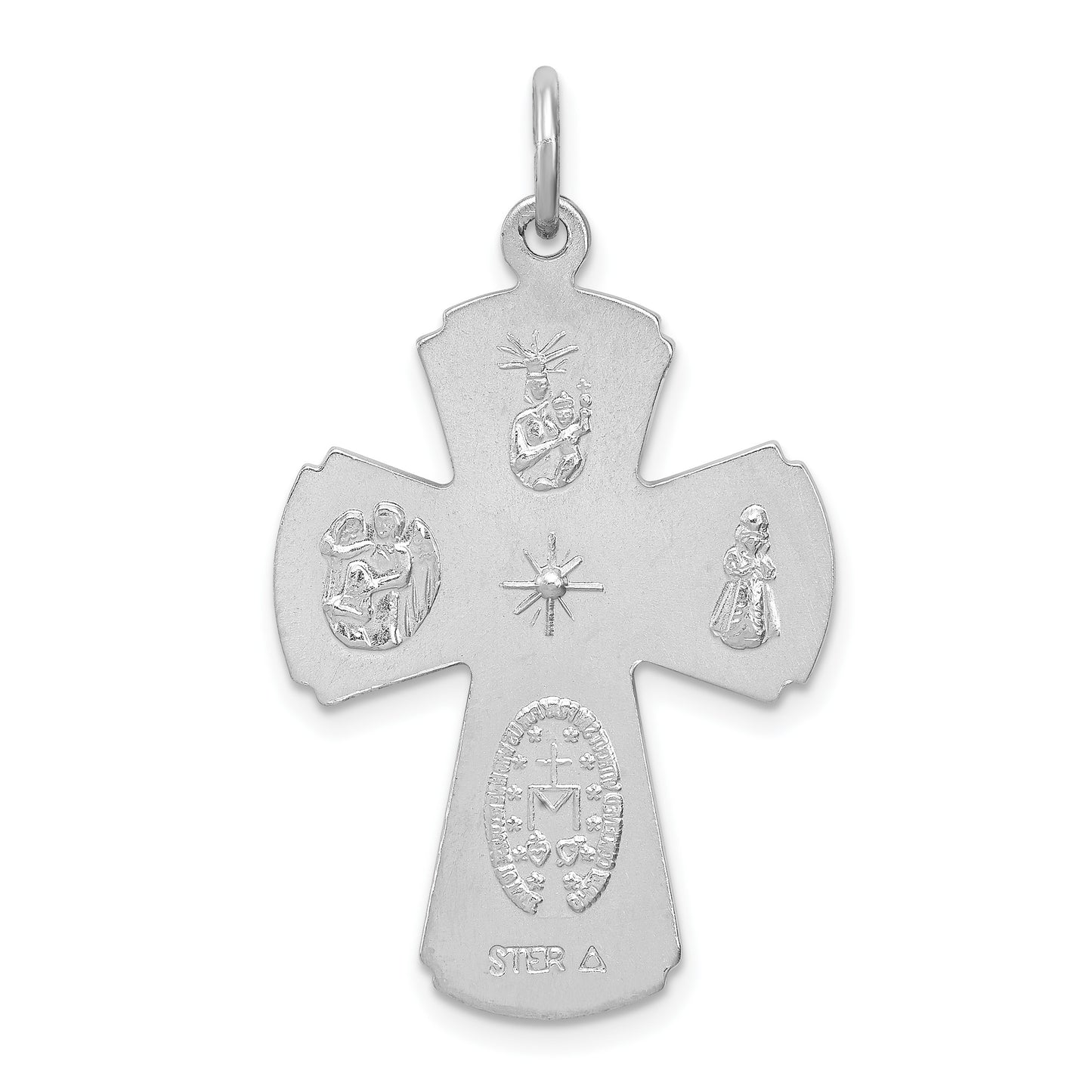 Sterling Silver Platinum-plated Satin Cross Pendant