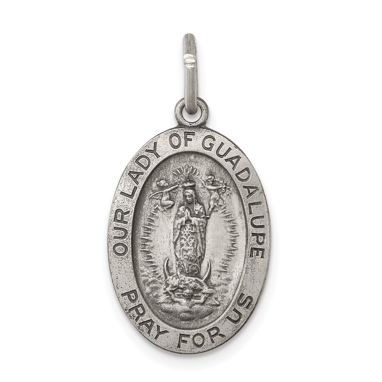 Sterling Silver Antiqued Our Lady of Guadalupe Medal