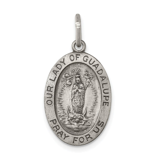 Sterling Silver Antiqued Our Lady of Guadalupe Medal
