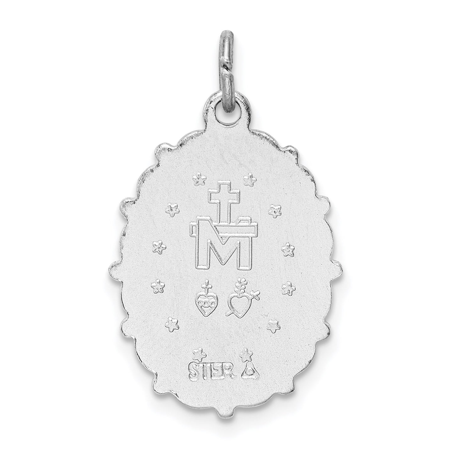 Sterling Silver Platinum-plated Miraculous Medal