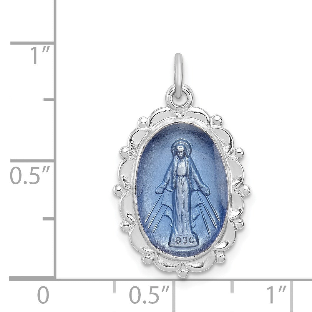 Sterling Silver Platinum-plated Miraculous Medal