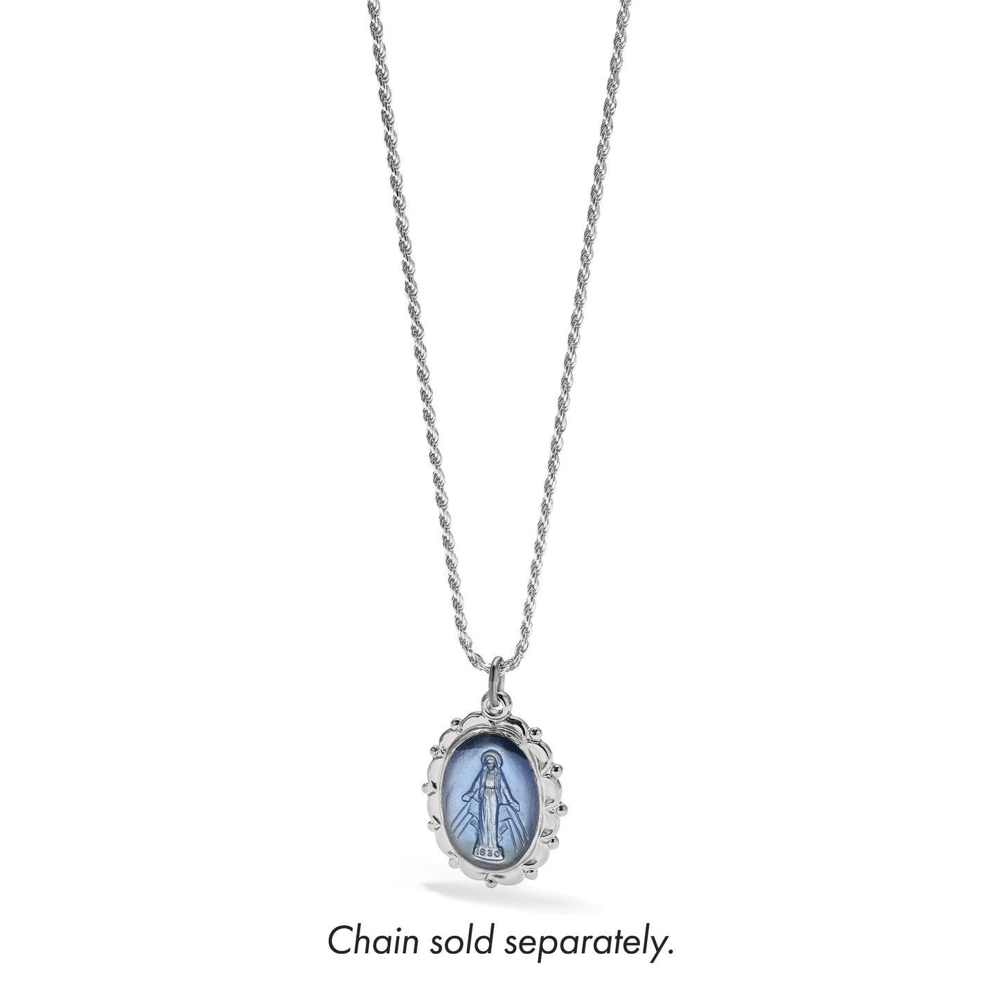 Sterling Silver Platinum-plated Miraculous Medal