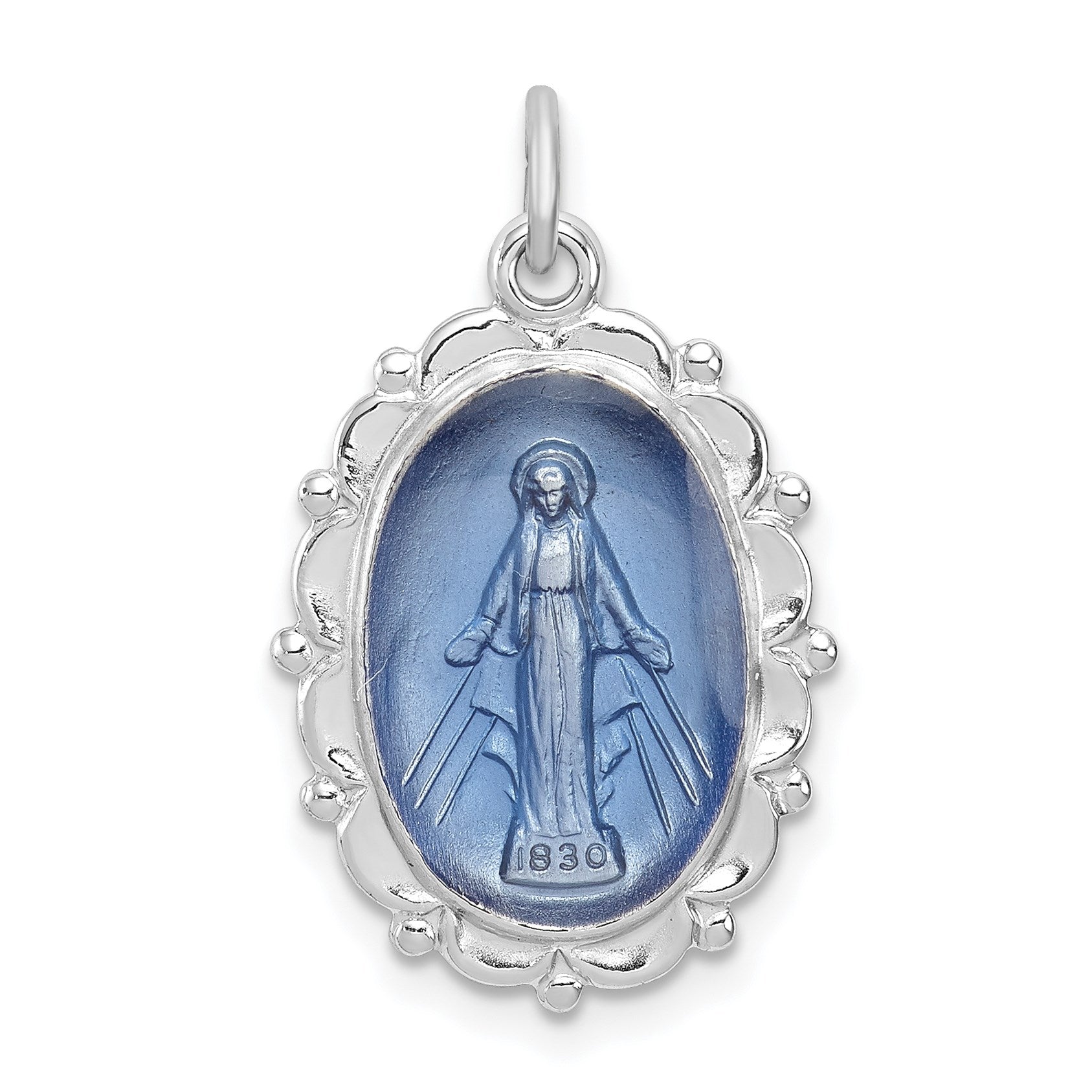 Sterling Silver Platinum-plated Miraculous Medal