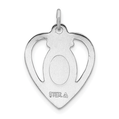 Sterling Silver Platinum-plated Miraculous Heart Medal