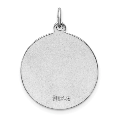 Sterling Silver Platinum-plated Enameled St. Christopher Medal