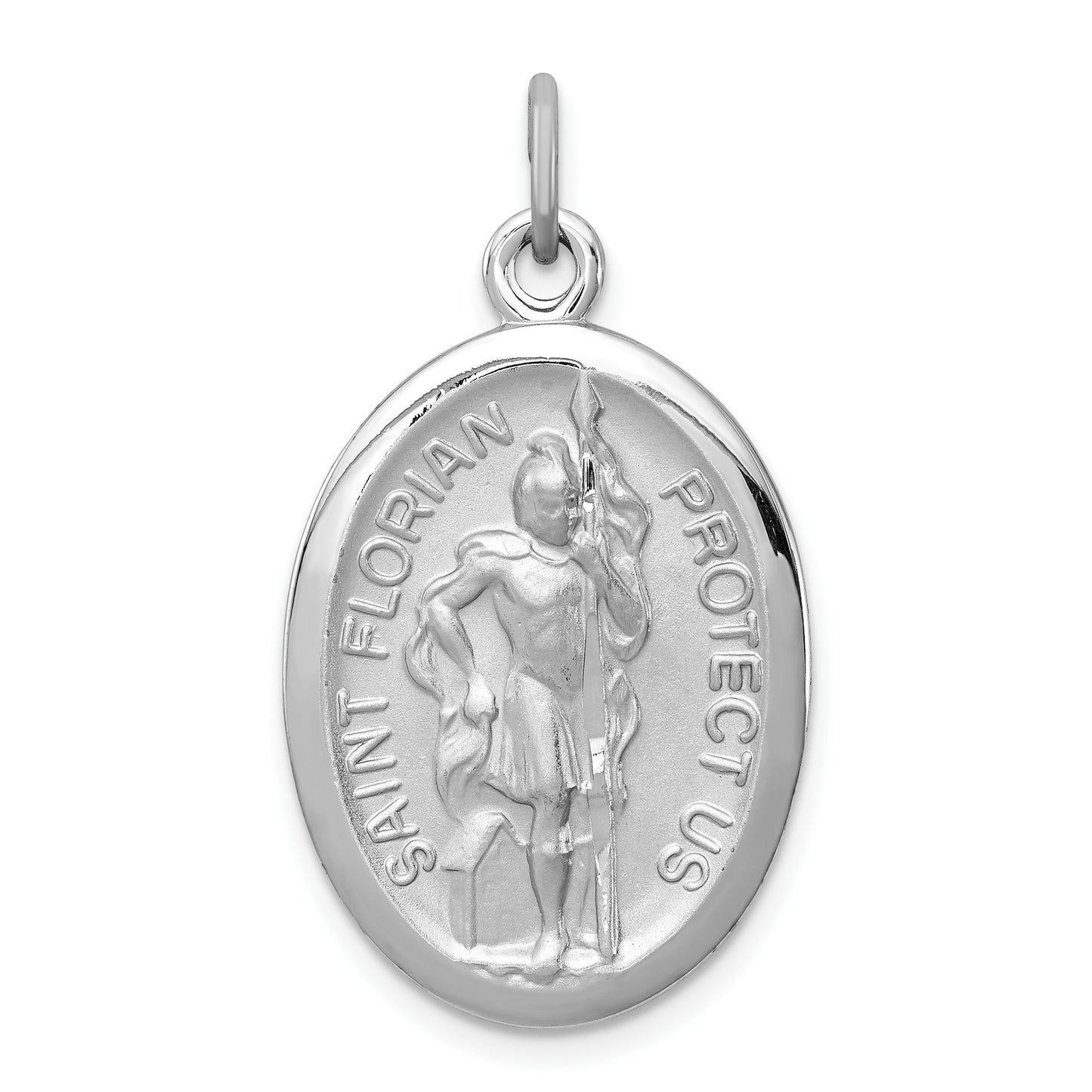 Sterling Silver Platinum-plated Saint Florian Medal