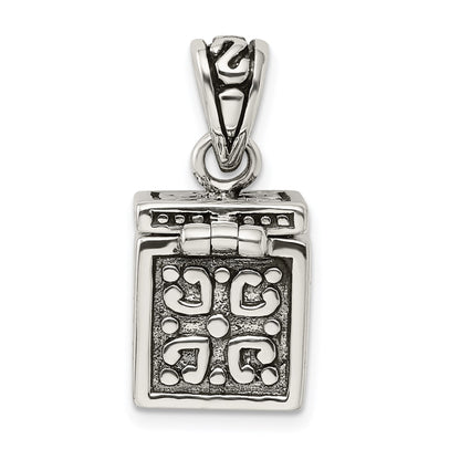 Sterling Silver Antiqued Square Prayer Box Pendant