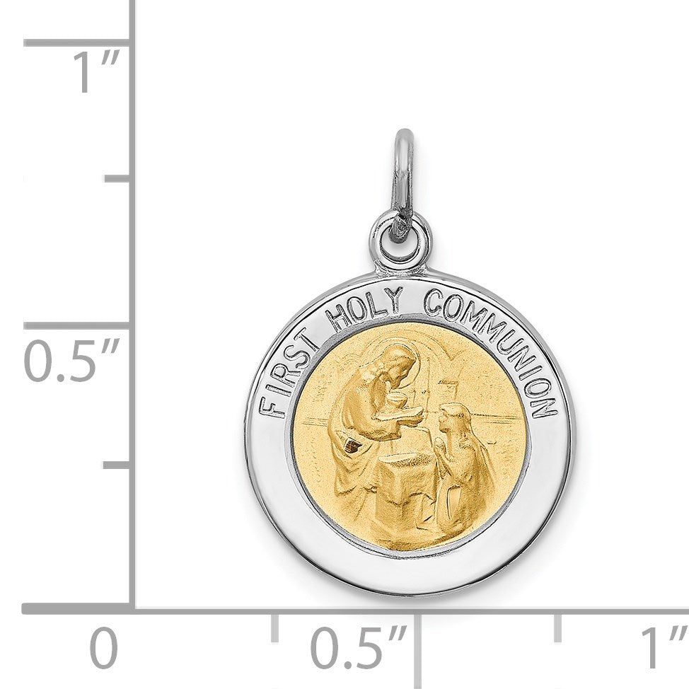 Sterling Silver Platinum-plated & Vermeil Holy Communion Medal