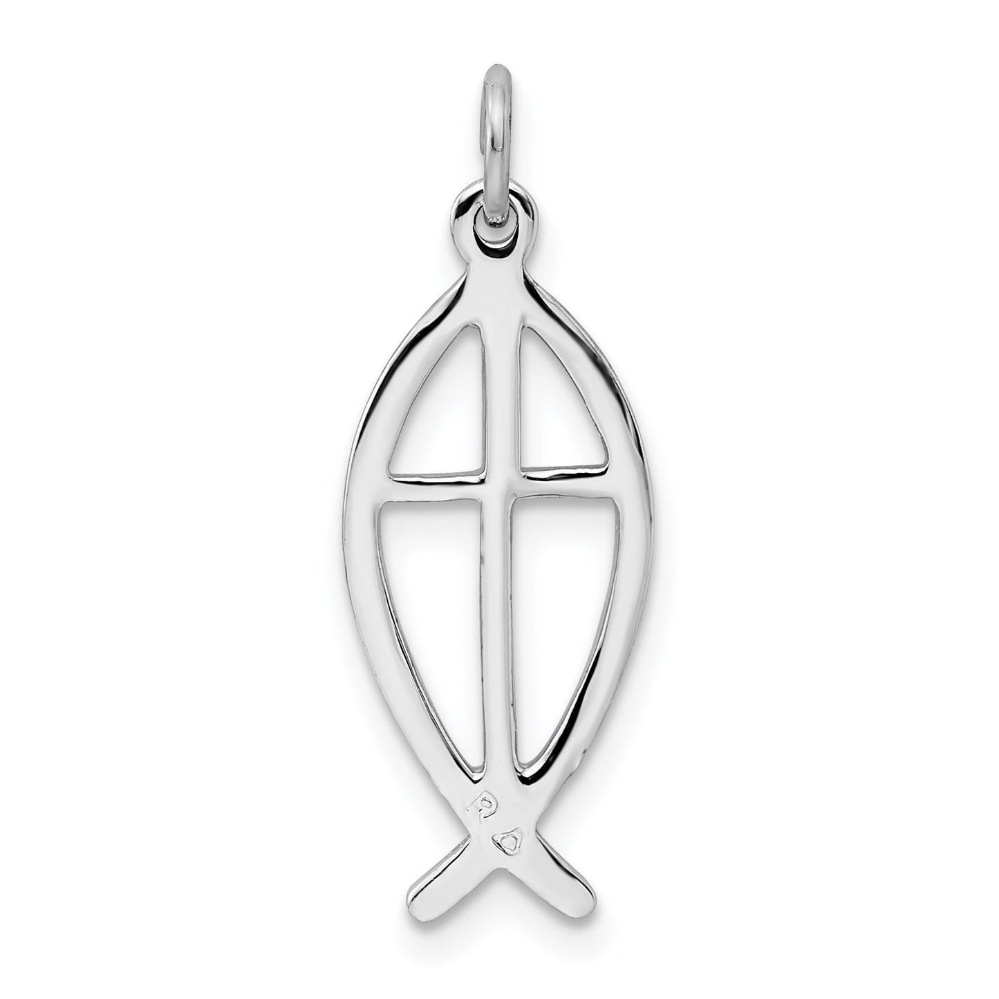 Sterling Silver Platinum-plated Ichthus Fish Charm