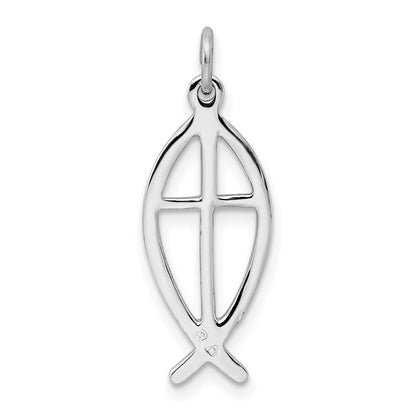Sterling Silver Platinum-plated Ichthus Fish Charm
