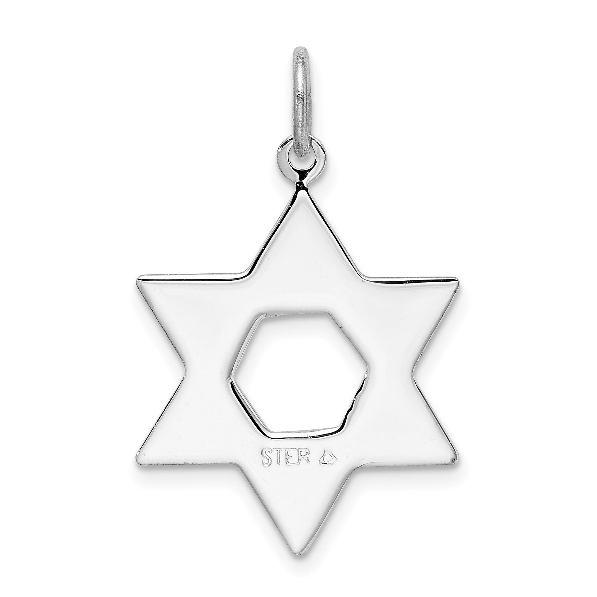 Sterling Silver Platinum-plated Star of David Charm