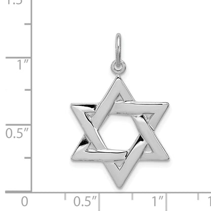Sterling Silver Platinum-plated Star of David Charm