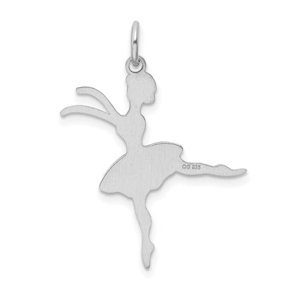 Sterling Silver Rhodium-plated Ballerina Polished Charm