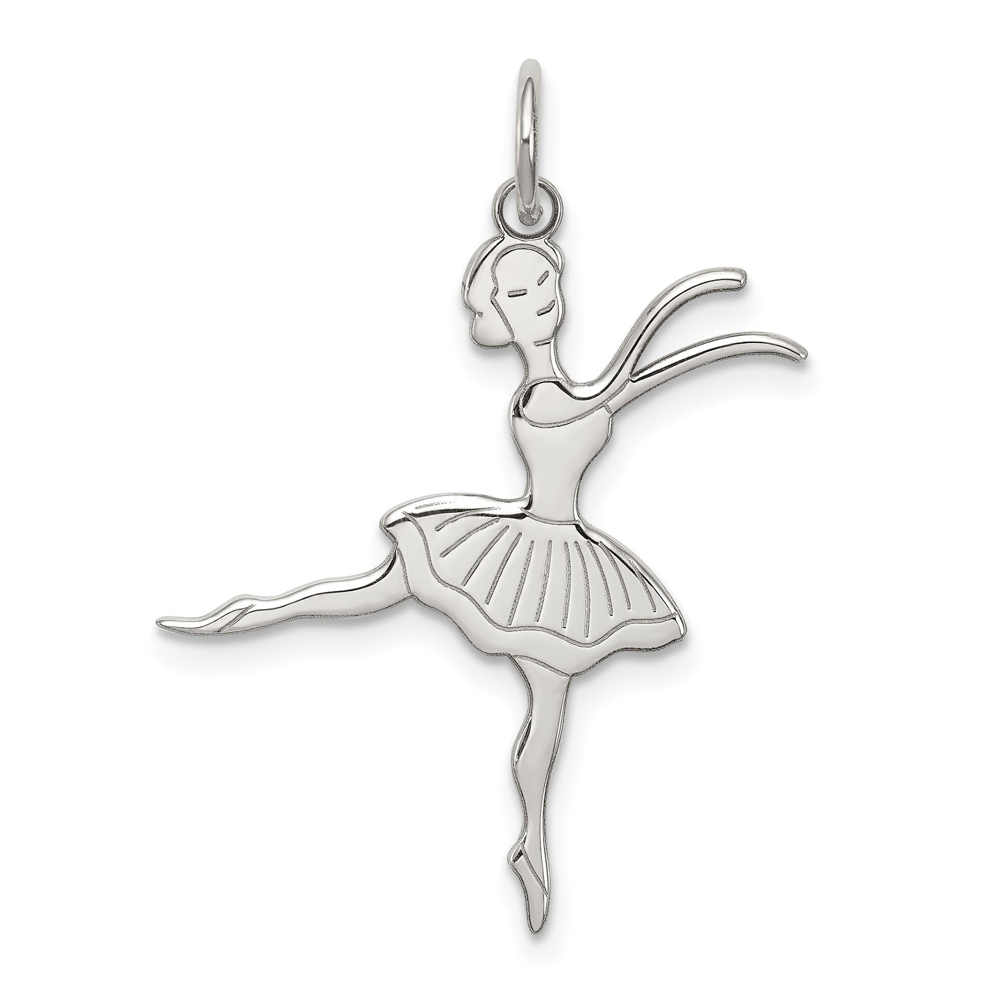 Sterling Silver Rhodium-plated Ballerina Polished Charm