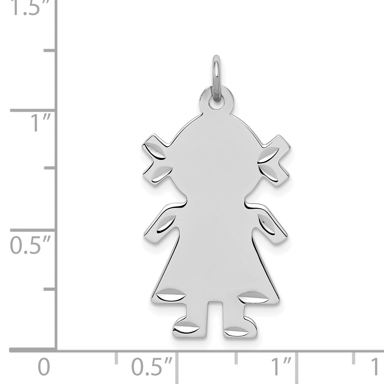 Sterling S. Rh-plt Engravable Girl Polished Front/Satin Back Disc Charm