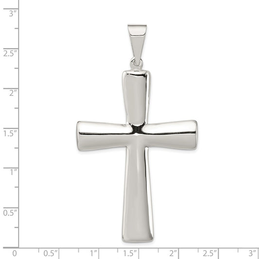 Sterling Silver Rhodium-plated Hollow Cross Pendant
