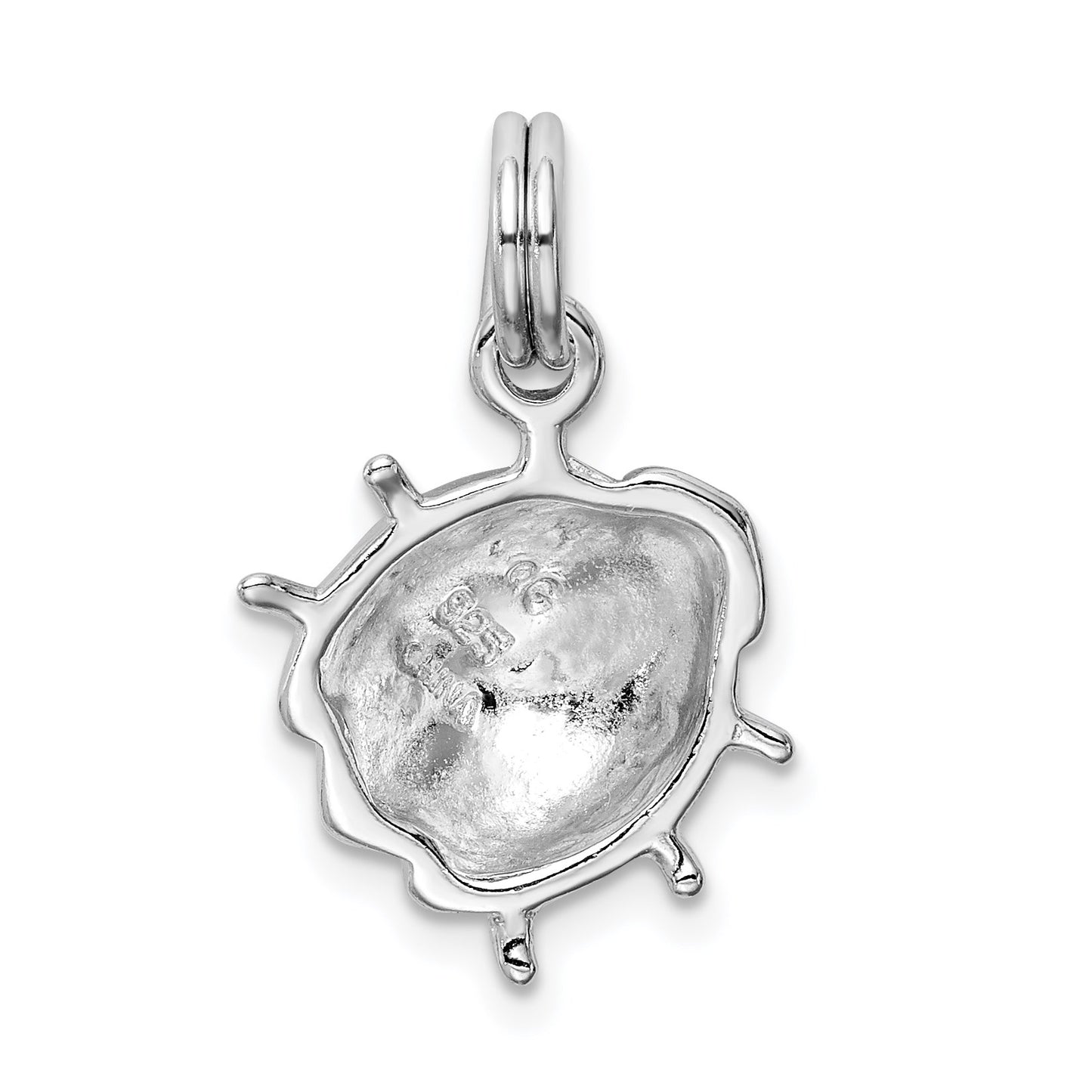 Sterling Silver Rhodium-platedEnamel Ladybug Charm
