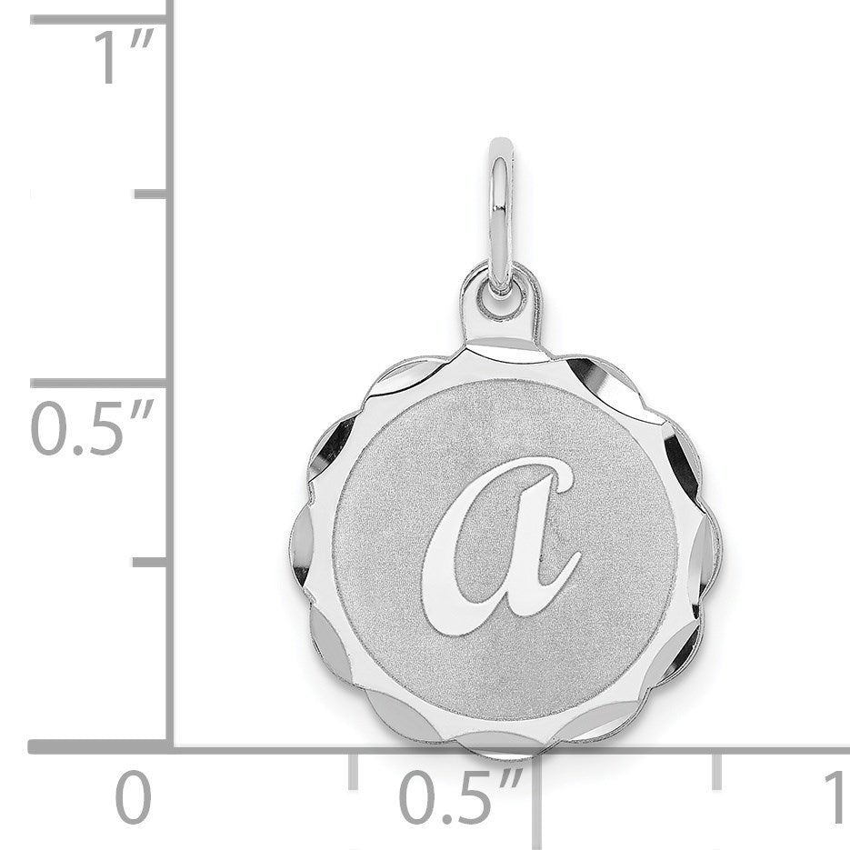 Sterling Silver Rhodium-plated Brocaded Letter A Initial Charm
