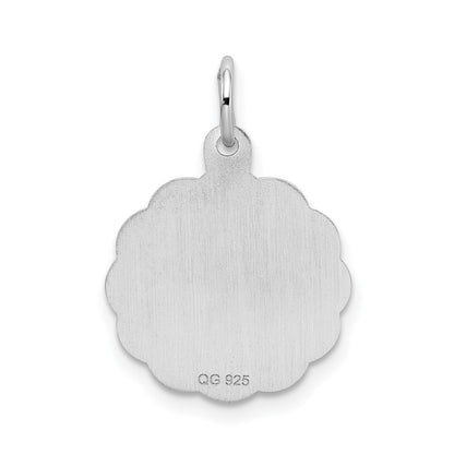 Sterling Silver Rhodium-plated Brocaded Letter B Initial Charm