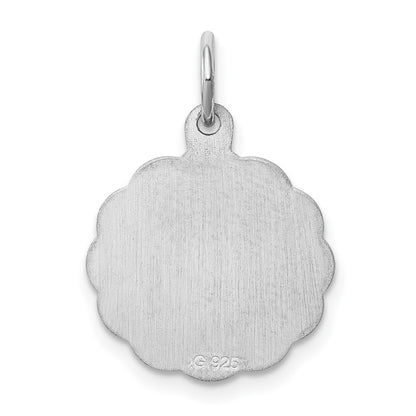 Sterling Silver/Rhodium-plated Brocaded Letter F Initial Pendant
