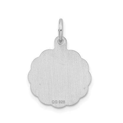 Sterling Silver/Rhodium-plated Brocaded Letter I Initial Pendant