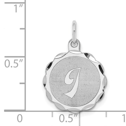 Sterling Silver/Rhodium-plated Brocaded Letter I Initial Pendant