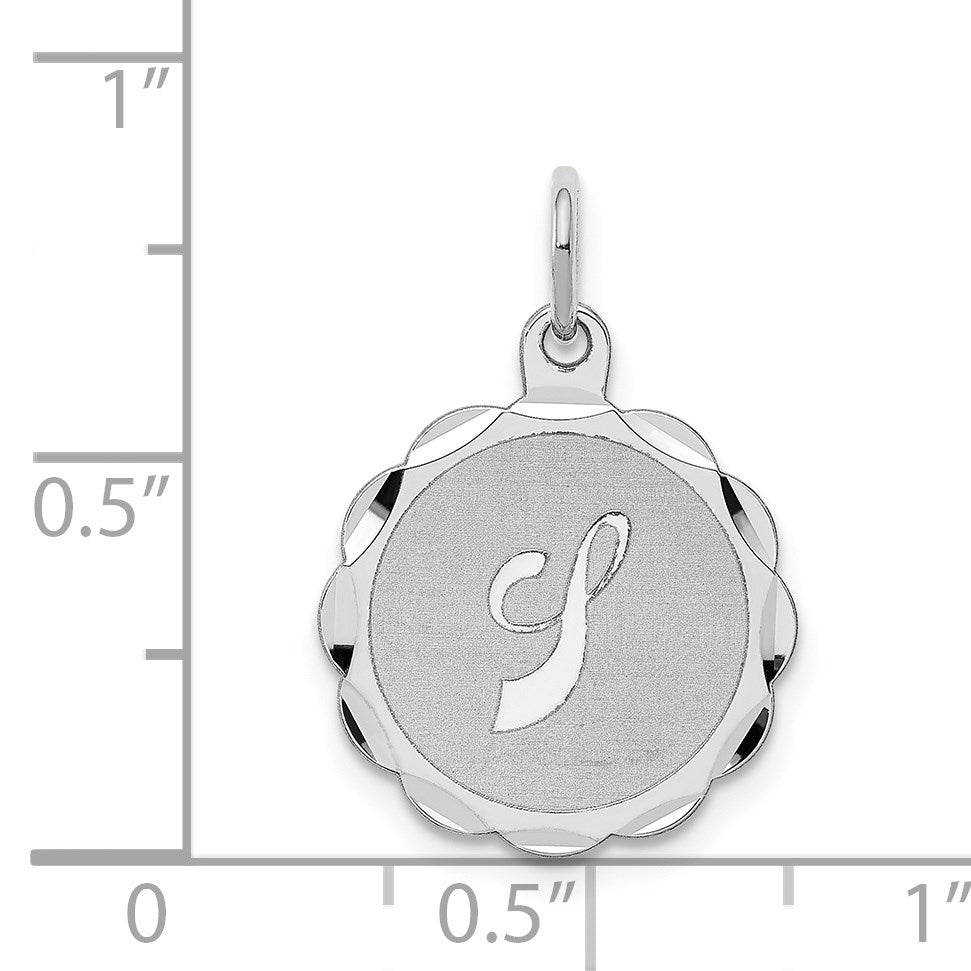 Sterling Silver/Rhodium-plated Brocaded Letter J Initial Pendant