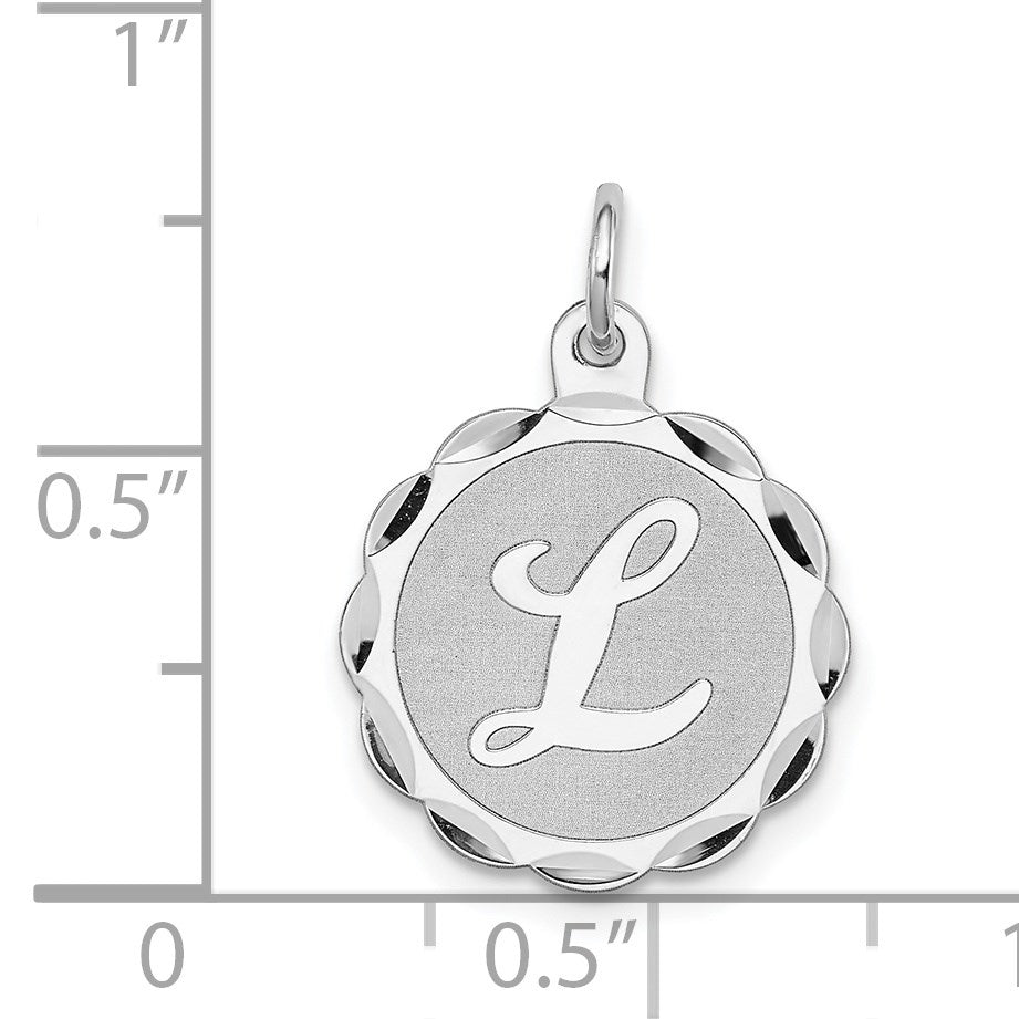 Sterling Silver/Rhodium-plated Brocaded Letter L Initial Pendant