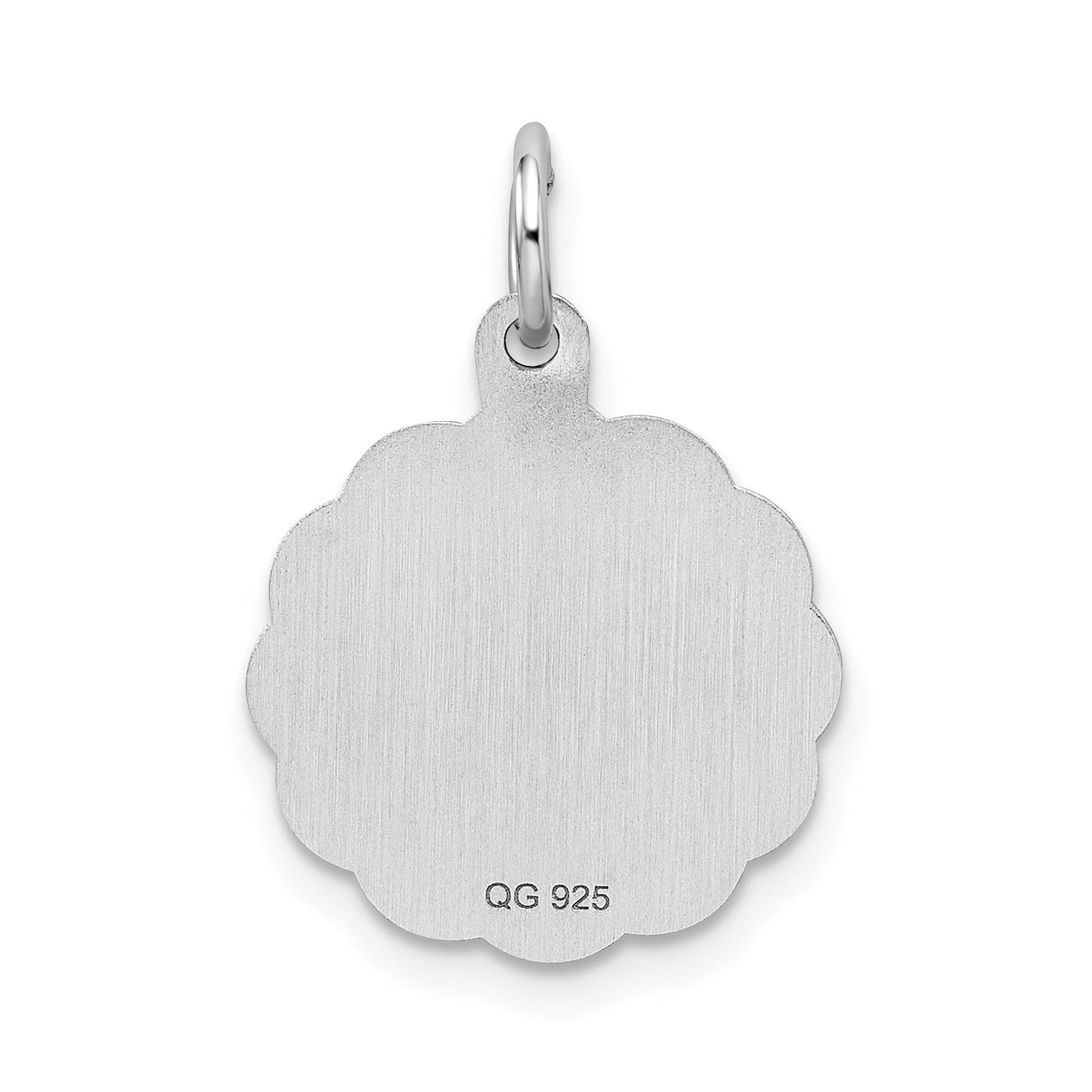 Sterling Silver/Rhodium-plated Brocaded Letter R Initial Pendant