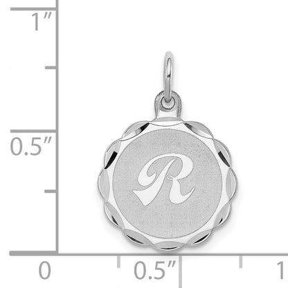 Sterling Silver/Rhodium-plated Brocaded Letter R Initial Pendant