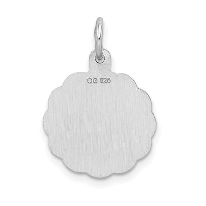 Sterling Silver/Rhodium-plated Brocaded Letter T Initial Pendant