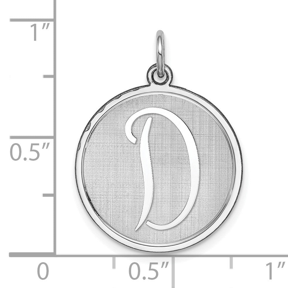 Sterling Silver Rhodium-plated Brocaded Letter D Initial Charm