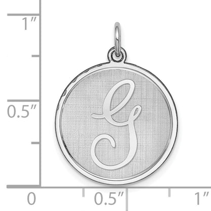 Sterling Silver Rhodium-plated Brocaded Letter G Initial Charm