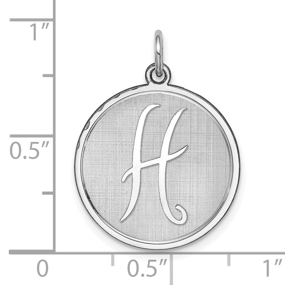 Sterling Silver Rhodium-plated Brocaded Letter H Initial Charm