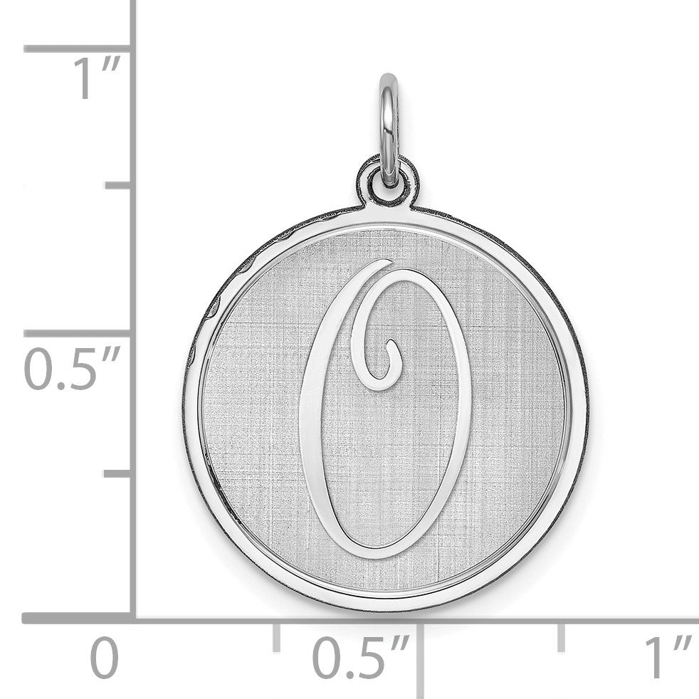 Sterling Silver Rhodium-plated Brocaded Letter O Initial Charm