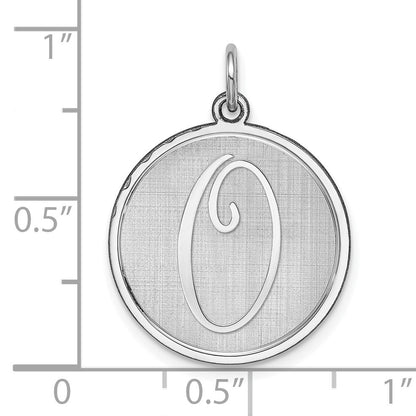 Sterling Silver Rhodium-plated Brocaded Letter O Initial Charm