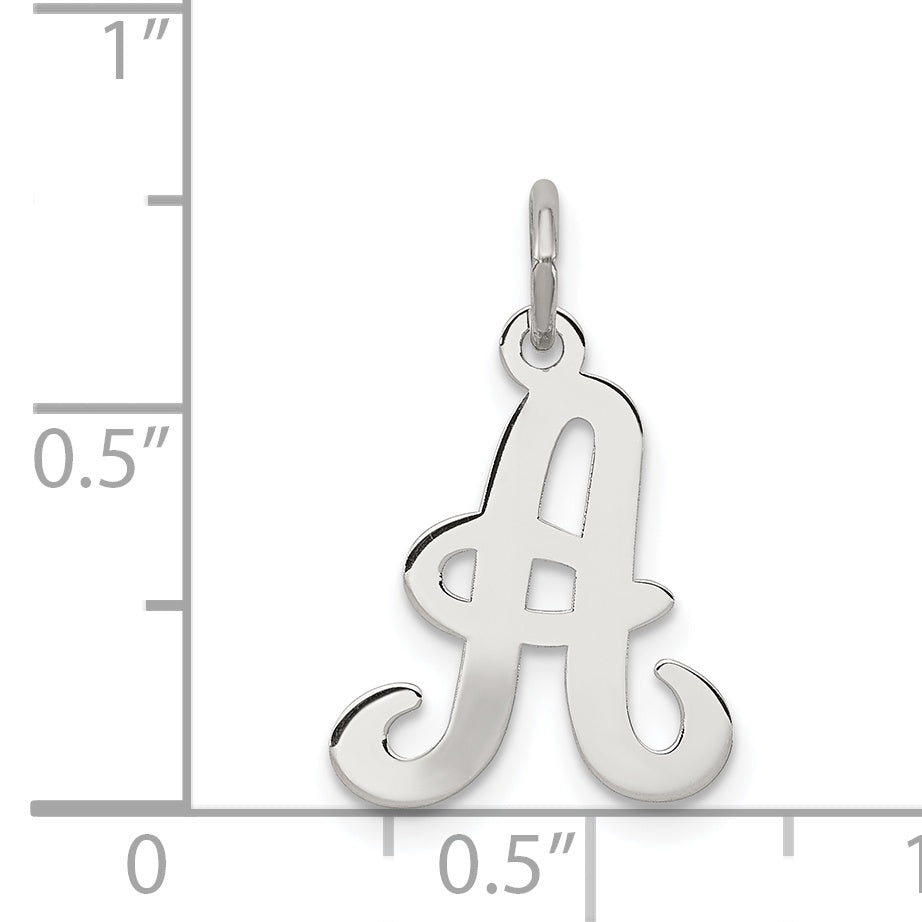 Sterling Silver Rhodium-plated Stamped Letter A Initial Charm